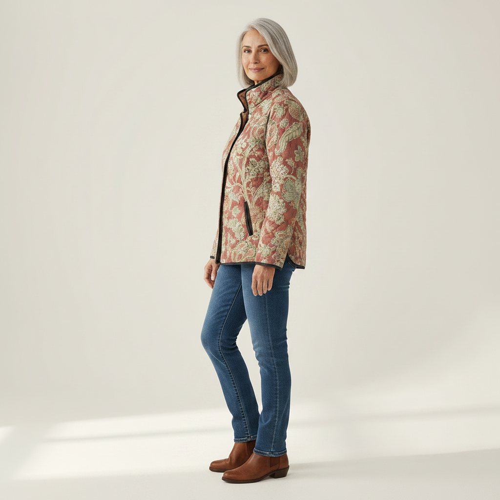 Nancy Vintage Floral Casual Quilted Jacket - view 2