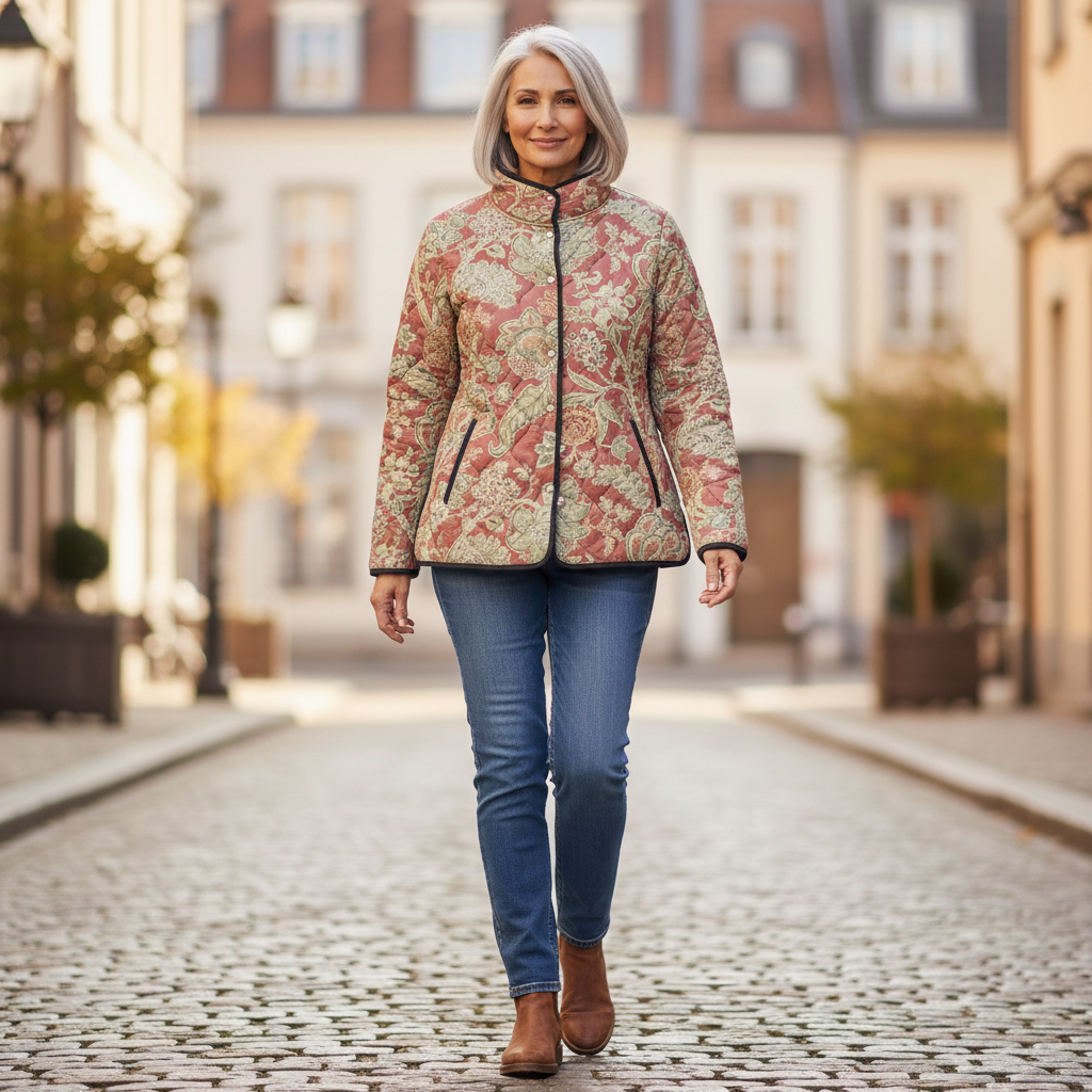 Nancy Vintage Floral Casual Quilted Jacket - view 4