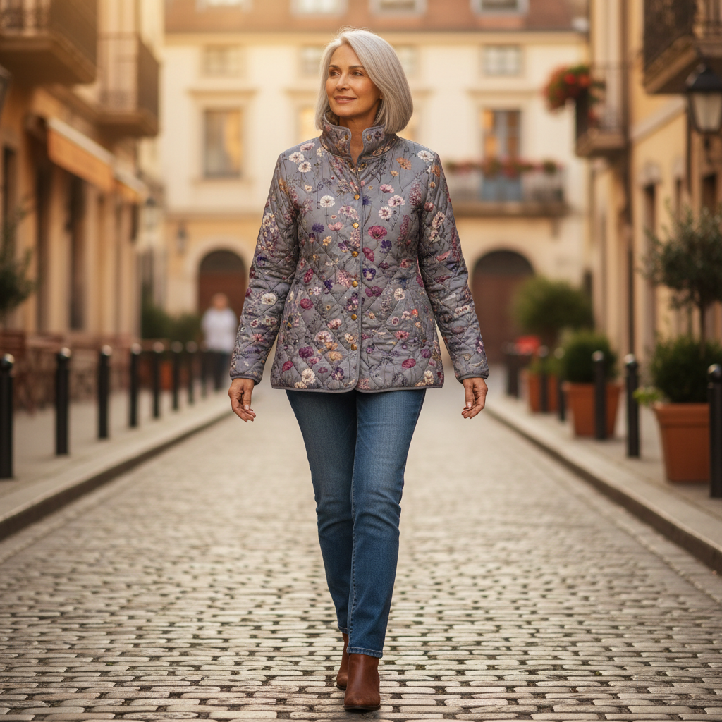 Nora Vintage Floral Print Quilted Jacket - view 4