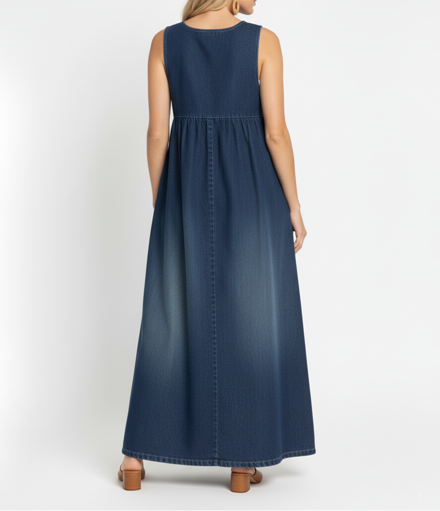 Erin Vintage Denim Maxi Dress - view 5