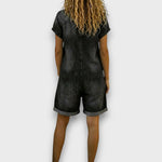 Georgina Vintage Cotton Denim-Look Short Jumpsuit - view 4