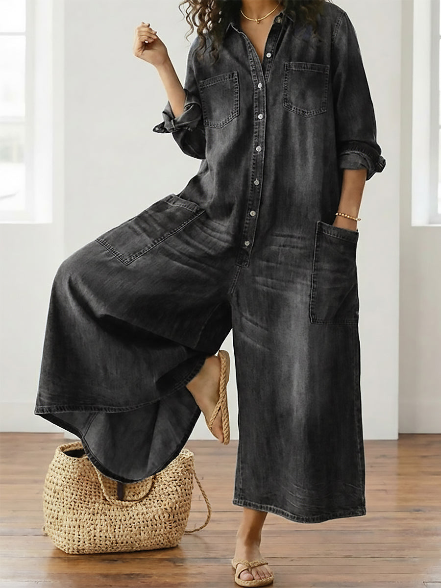 Lily Cotton Denim Jumpsuit - view 9