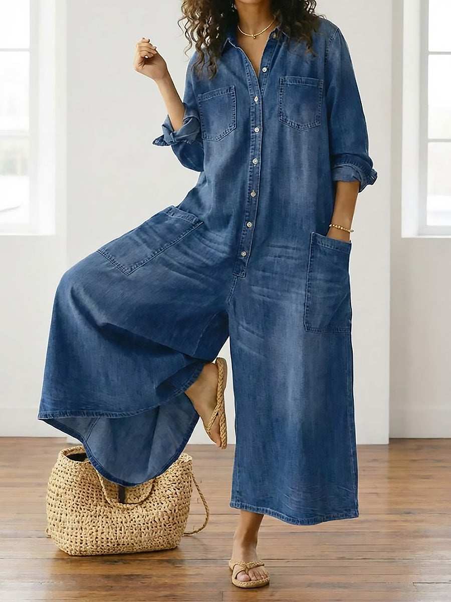 Lily Cotton Denim Jumpsuit - view 10