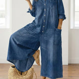 Lily Cotton Denim Jumpsuit - view 10