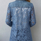 Dulcie | Blazer Jacket with Floral Lace Paneling