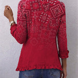 Olive | Bohemian Paisley Ombré Print Ruffled Jacket