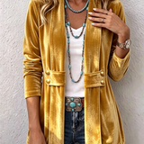 Muriel | Vintage Lapel Button-Accent Long Sleeve Open Front Jacket