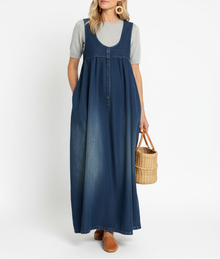 Erin Vintage Denim Maxi Dress