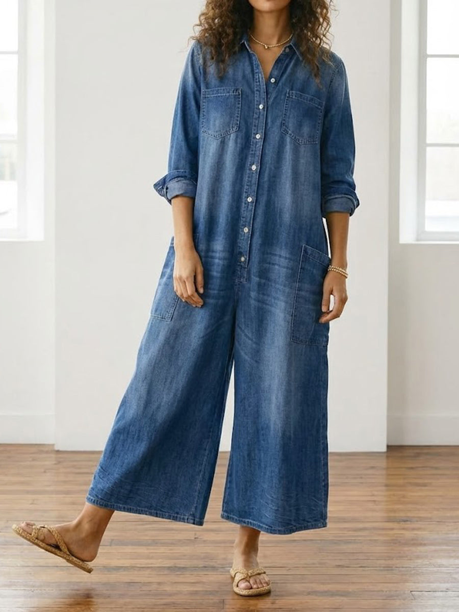 Lily Cotton Denim Jumpsuit - view 6