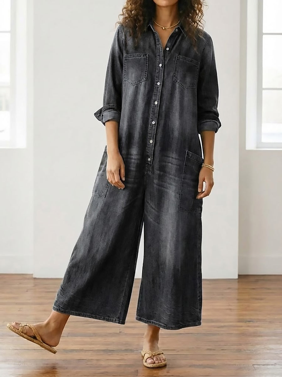 Lily Cotton Denim Jumpsuit - view 7