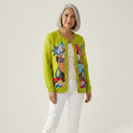 Pamela Painting Portrait Art Printed Buttoned Cardigan
