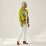 Pamela Painting Portrait Art Printed Buttoned Cardigan - view 2