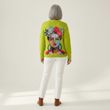 Pamela Painting Portrait Art Printed Buttoned Cardigan - view 3