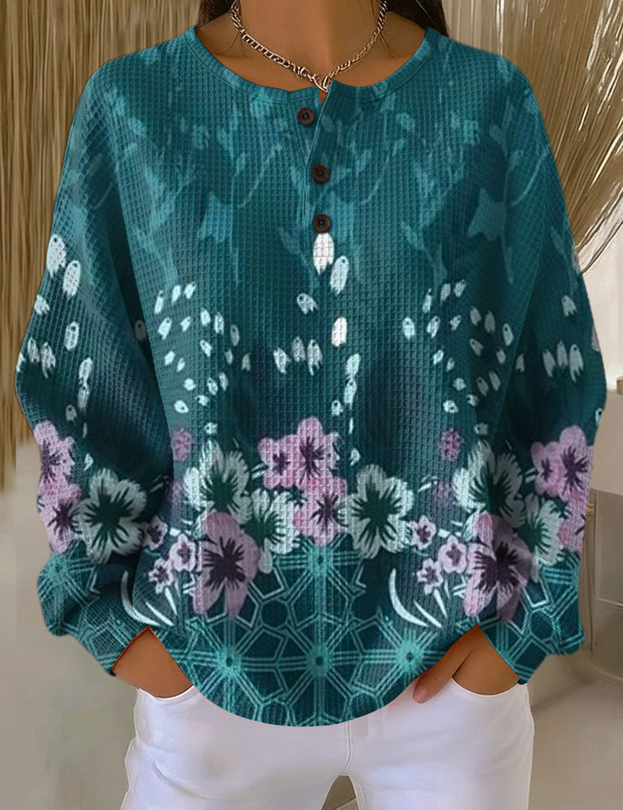 Paula Jumper in Turquoise with Flowers