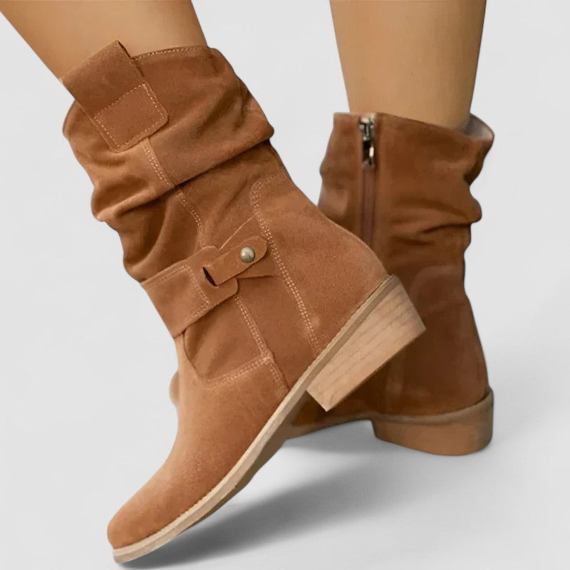 Elspeth, Western Boots with Ruched Shaft