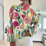 Claire, Colourful Garden Roll-Neck Jumper