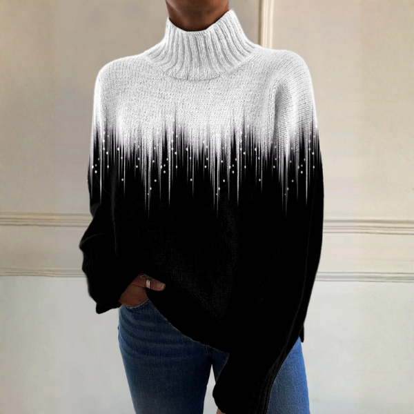 Jacqueline, Black Ombr&eacute; Roll-Neck Jumper