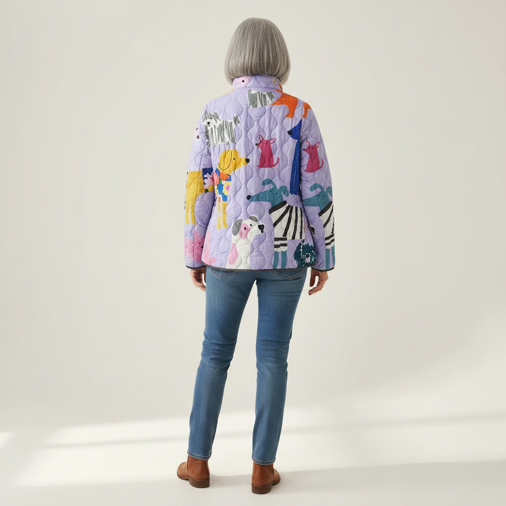 Ruby Casual Quilted Jacket with Dog Print - view 3