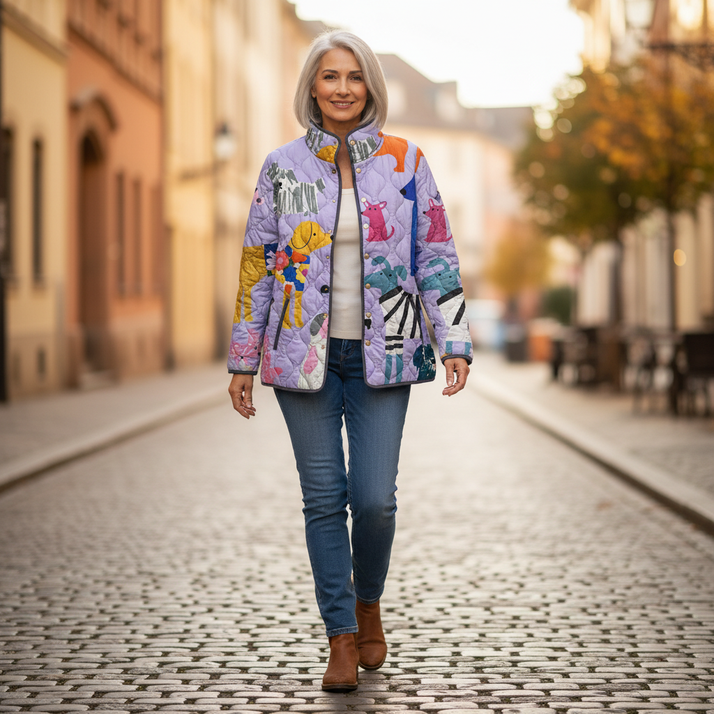 Ruby Casual Quilted Jacket with Dog Print - view 4