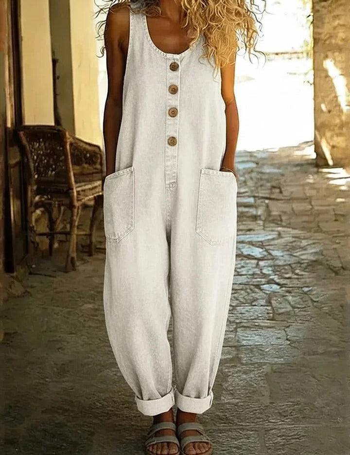 Zoe Vintage-Wash Denim Jumpsuit - view 5