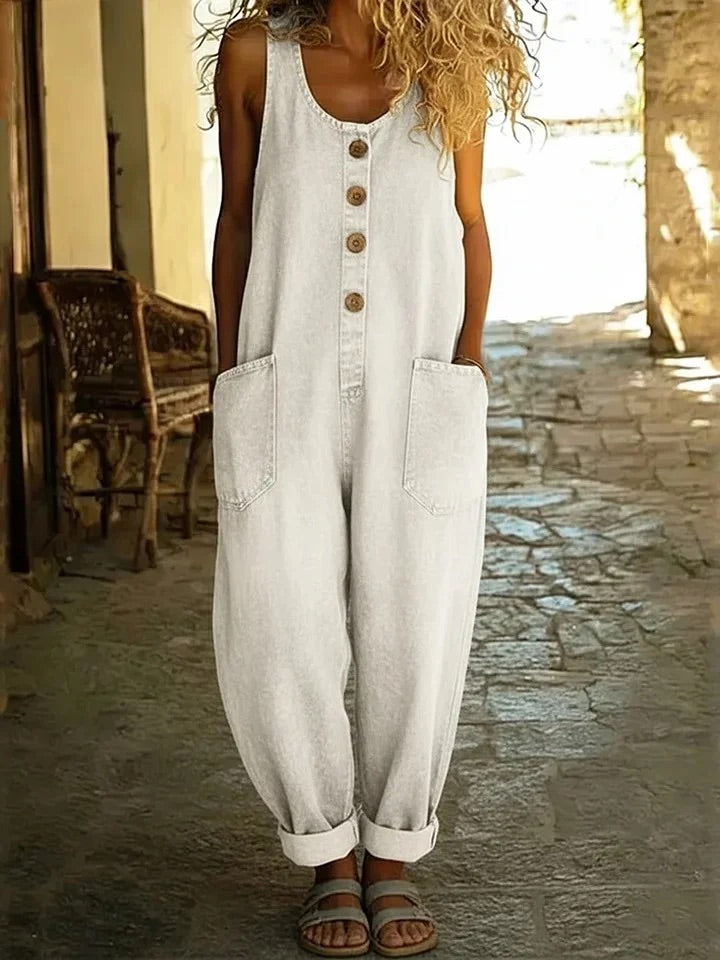 Zoe Vintage-Wash Denim Jumpsuit - view 5