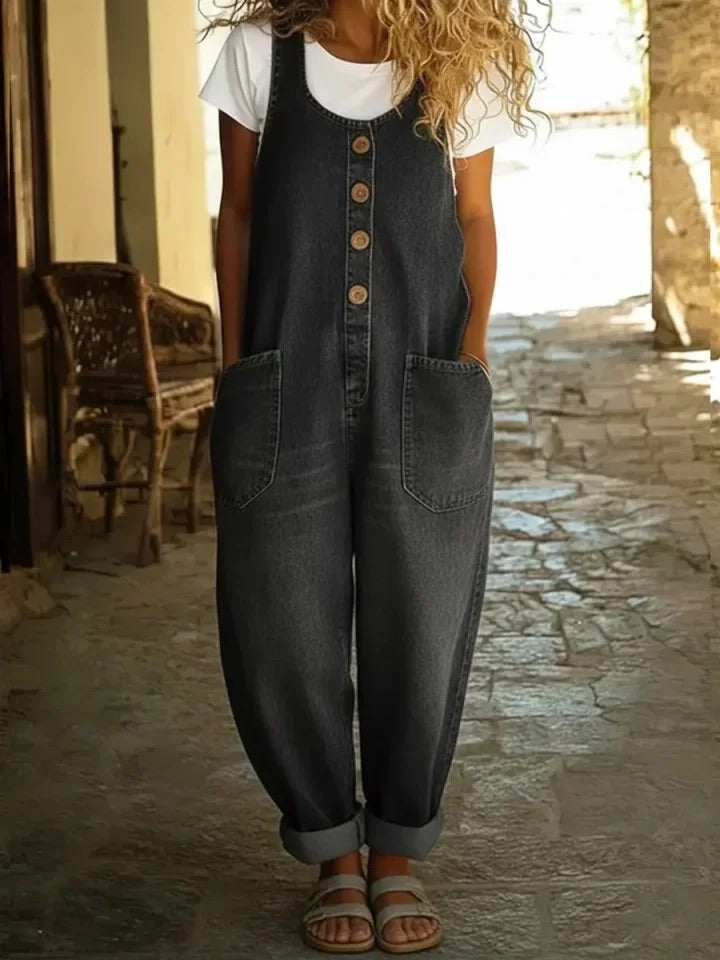 Zoe Vintage-Wash Denim Jumpsuit - view 3