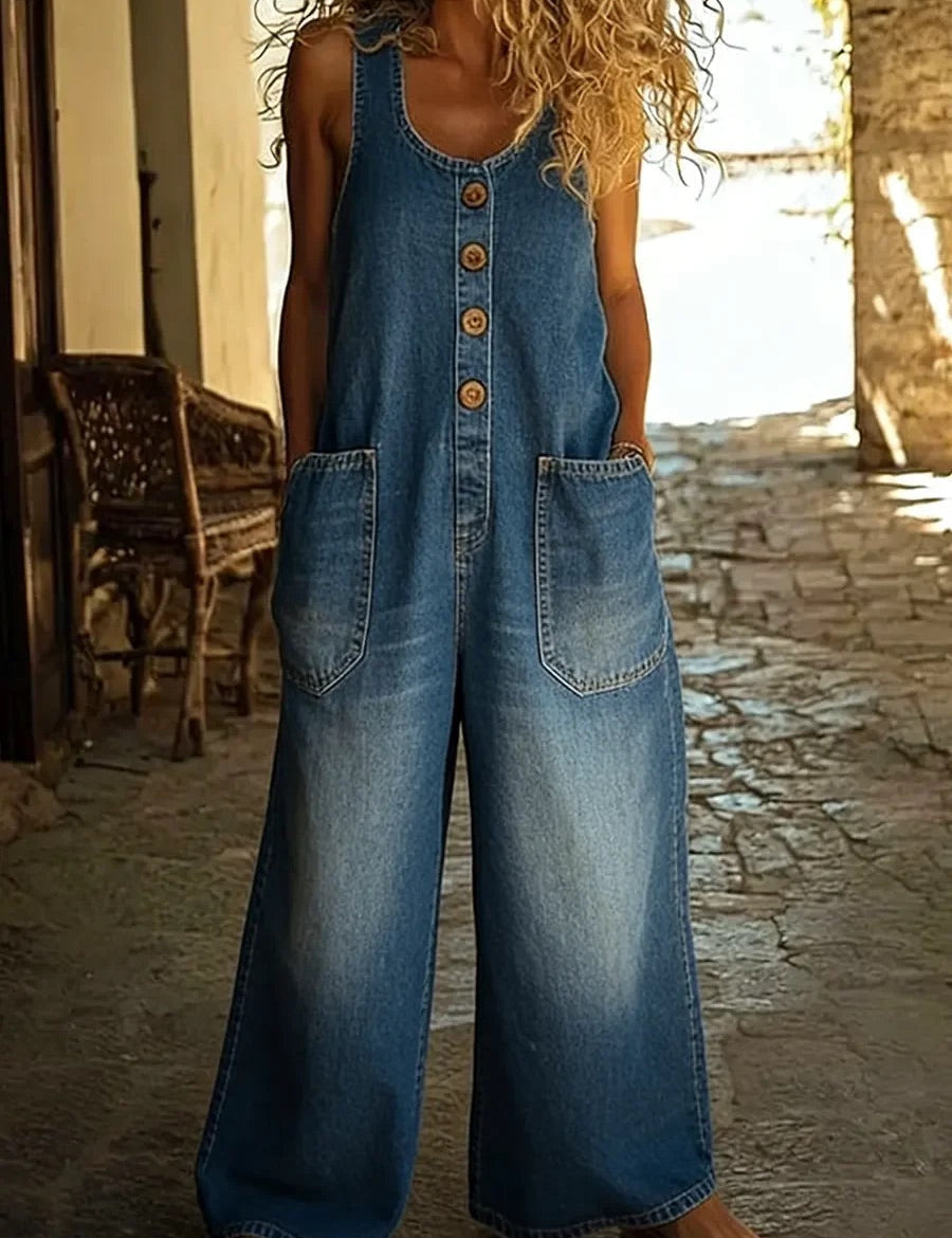 Zoe Vintage-Wash Denim Jumpsuit - view 2