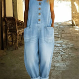 Zoe Vintage-Wash Denim Jumpsuit - view 4
