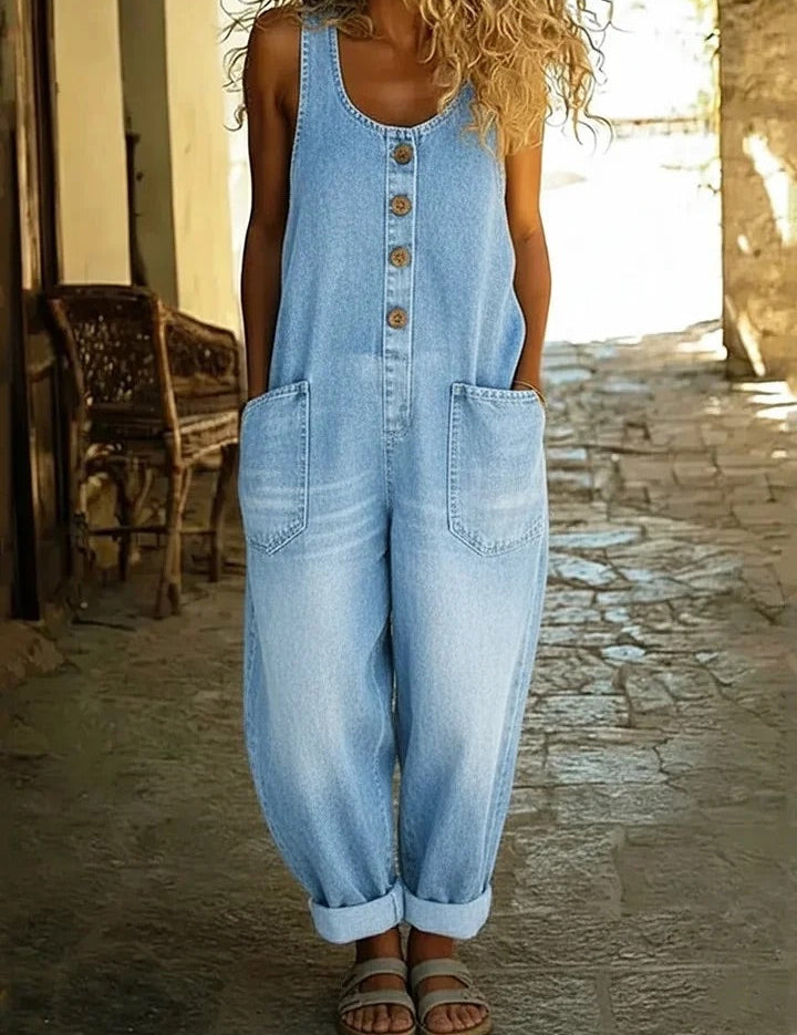 Zoe Vintage-Wash Denim Jumpsuit - view 4