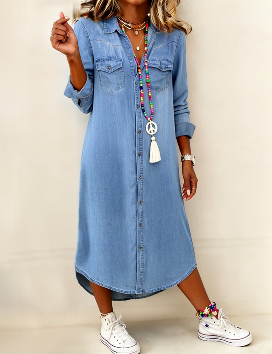 Pippa Smart Casual Denim Shirt Dress - view 2