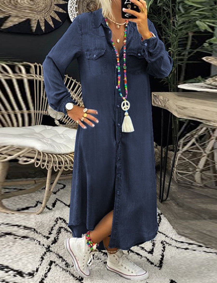 Pippa Smart Casual Denim Shirt Dress - view 4