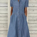 Bethany Short-Sleeve Denim Dress - view 3