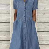 Bethany Short-Sleeve Denim Dress - view 3