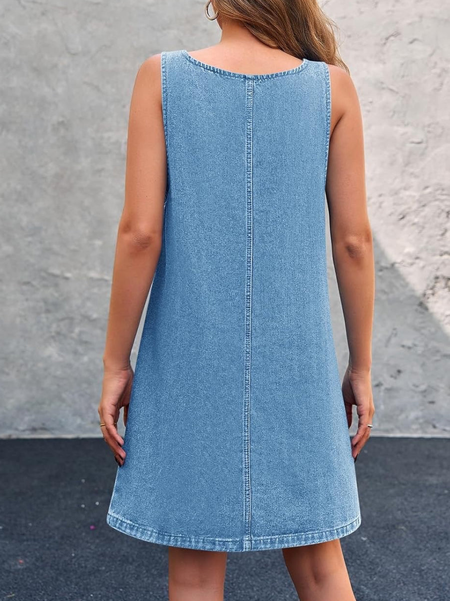 Daisy Casual Denim Pinafore Dress - view 6