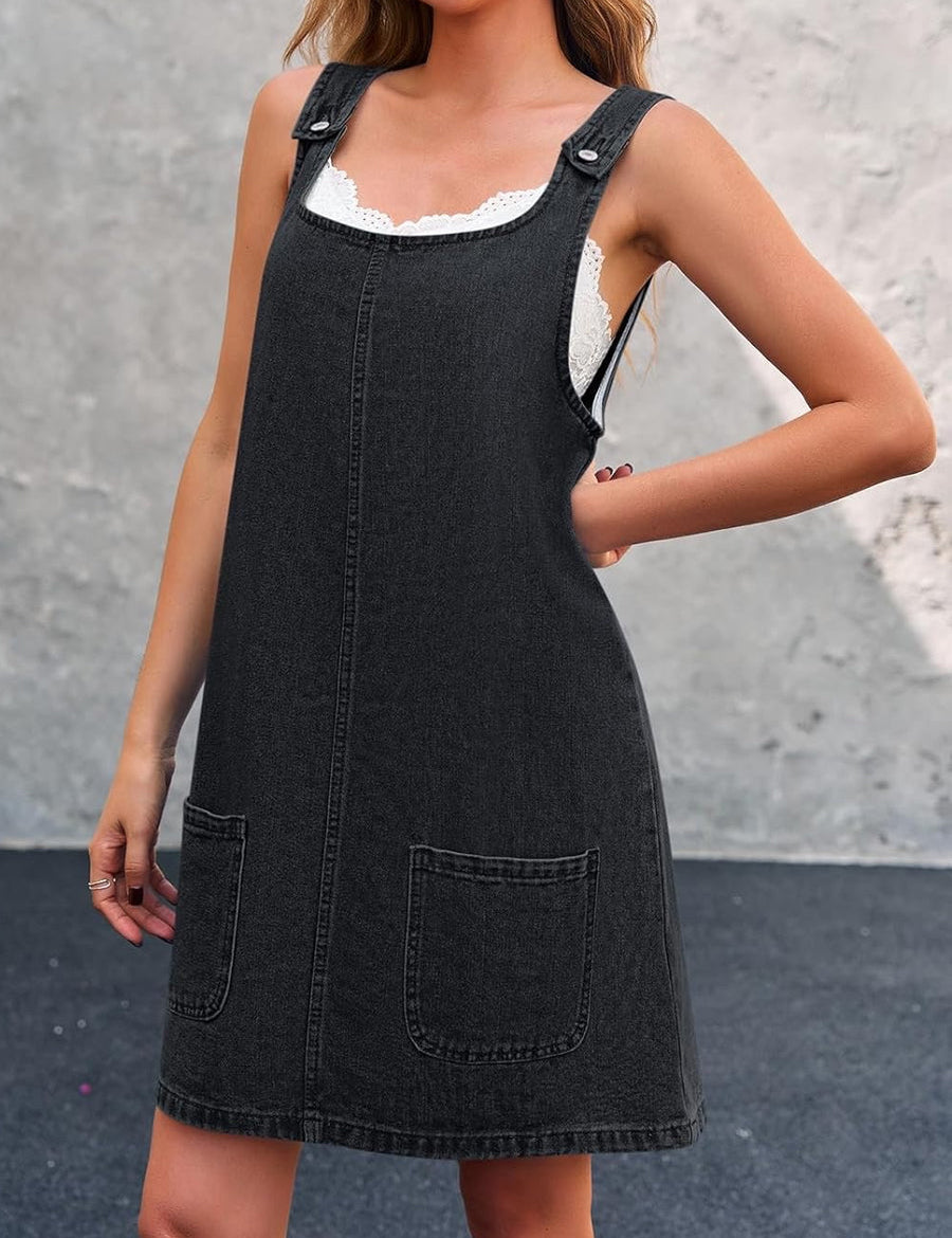 Daisy Casual Denim Pinafore Dress - view 8