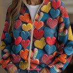 Suzanne Cardigan with Colourful Heart Pattern