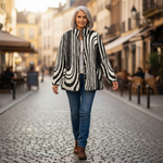 Sybil Casual Quilted Jacket with Abstract Geometric Design - view 4