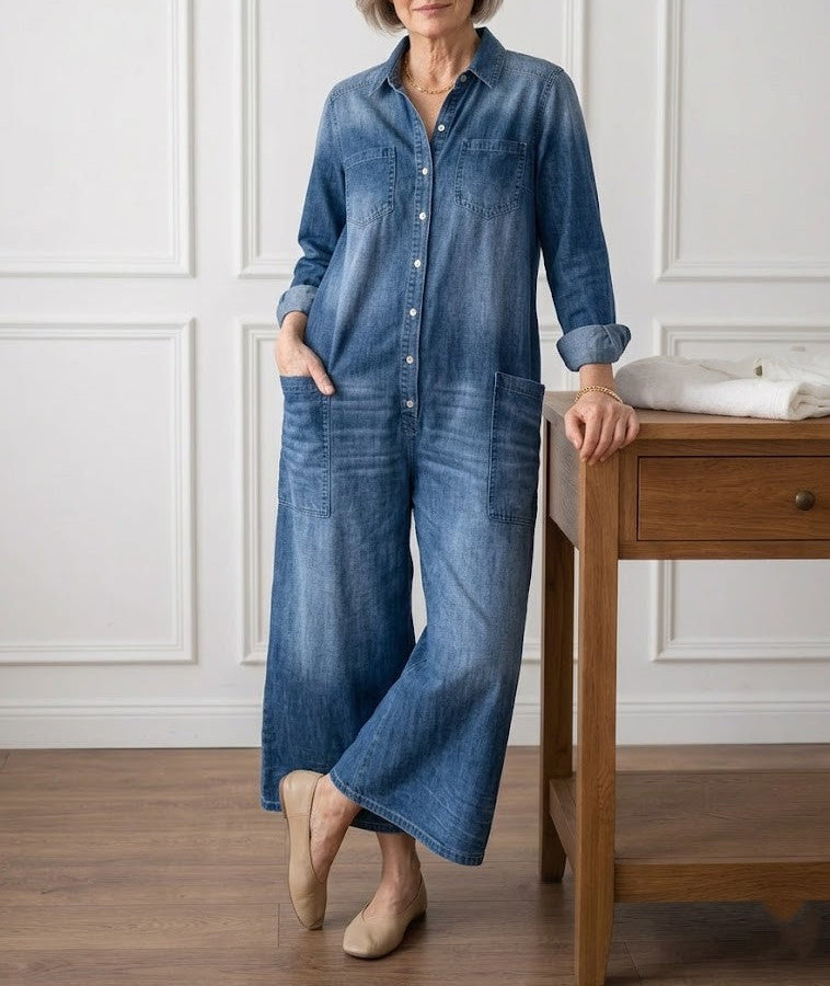 Lily Cotton Denim Jumpsuit - view 4