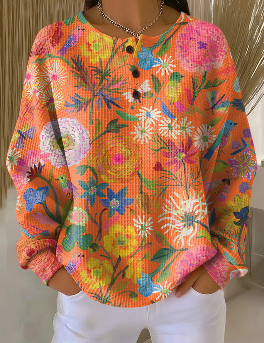 Wiebke Jumper in Orange with Flowers