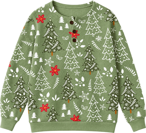 Heidi | Christmas Jumper in Green with Fir Trees