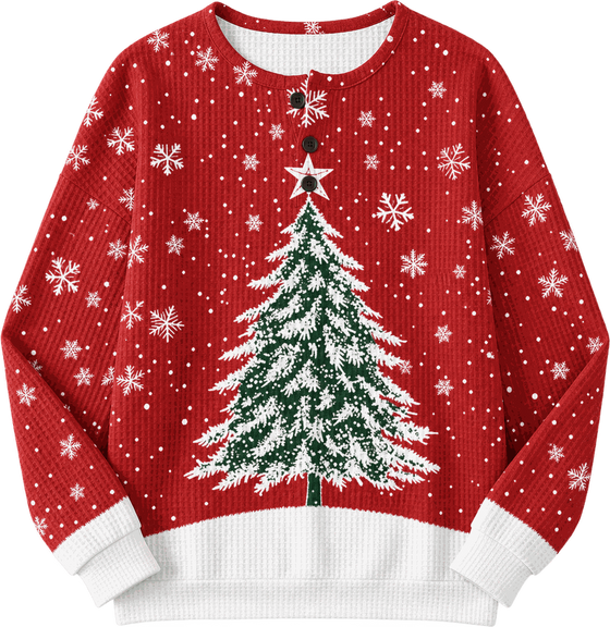 Lotte | Christmas Jumper in Red with Christmas Tree