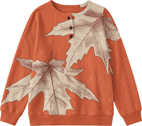 Marlene | Jumper in Orange with Autumn Leaves