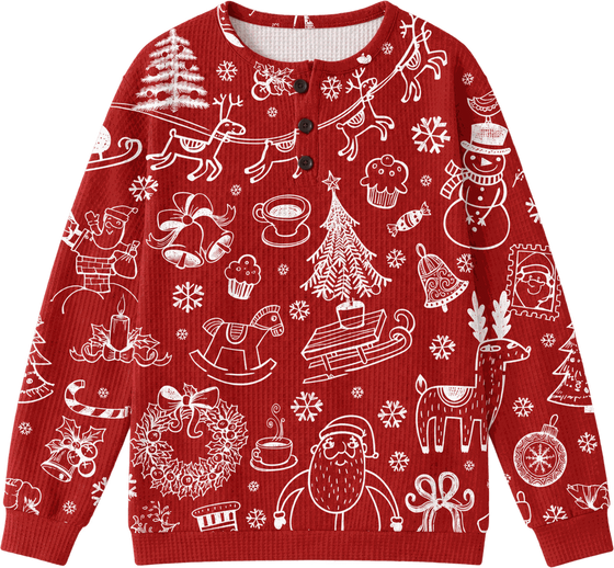 Merle | Christmas Jumper in Red with White Designs