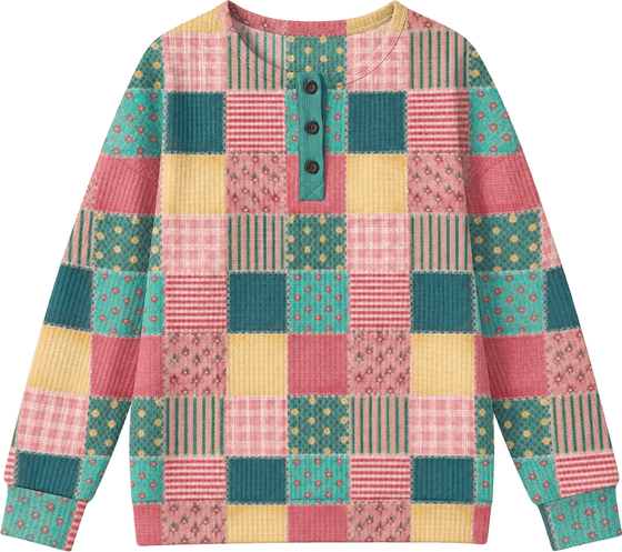 Nora | Patchwork Jumper in Pink and Turquoise