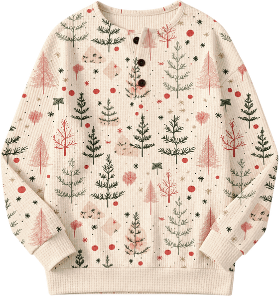 Sonja | Cream Jumper with Small Fir Trees
